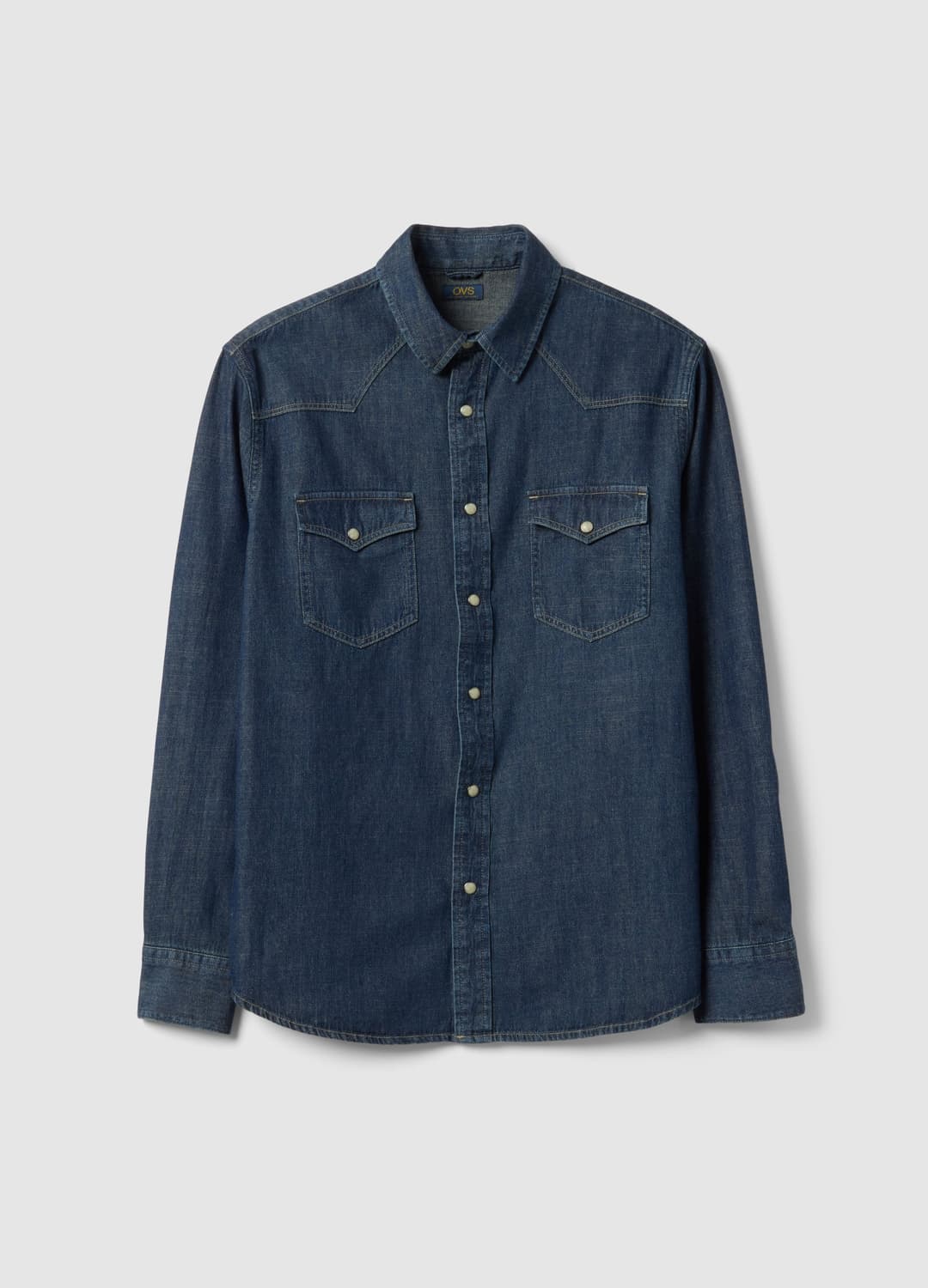Blaue Denim-hemd Aus Reinem Baumwollstoff Im Regular Fit Mit Taschen | OVS Blaue Denim-hemd Aus Reinem Baumwollstoff Im Regular Fit Mit Taschen - 4 | OVS