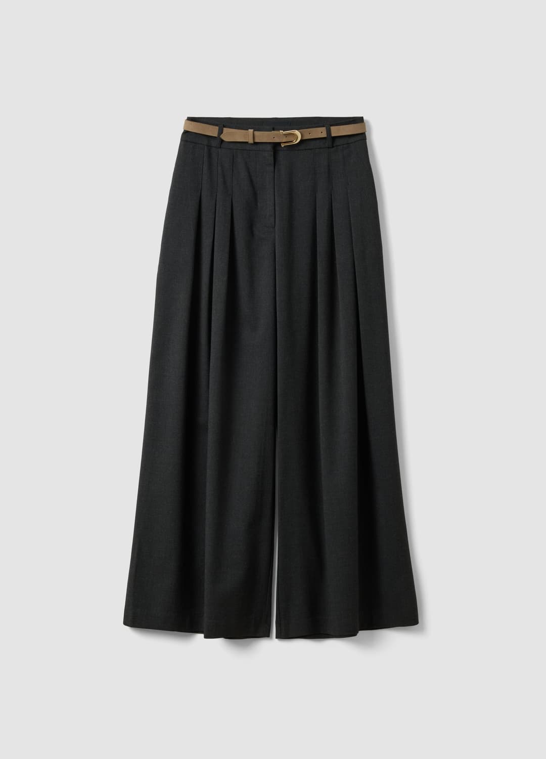 Graue Wide-leg-anzughose Aus Stretch-viskose Mit Gürtel | OVS Graue Wide-leg-anzughose Aus Stretch-viskose Mit Gürtel - 4 | OVS