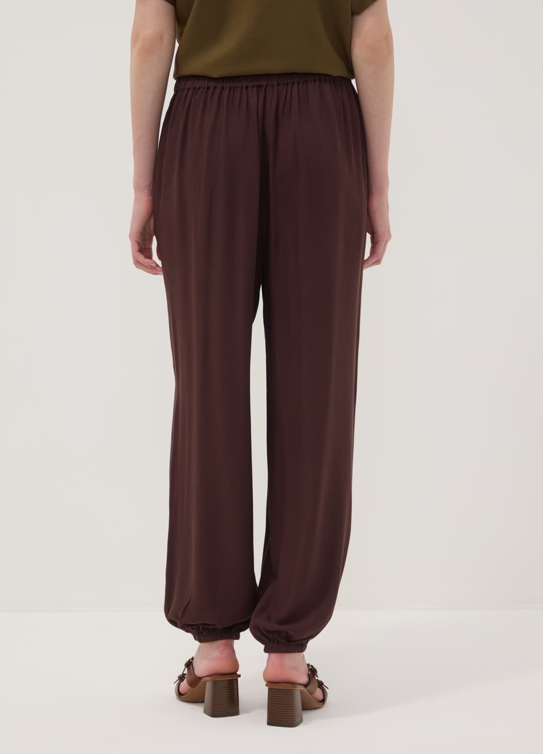 Braune Hose Aus Reiner Viskose Mit Elastischem Saum | OVS Braune Hose Aus Reiner Viskose Mit Elastischem Saum - 3 | OVS