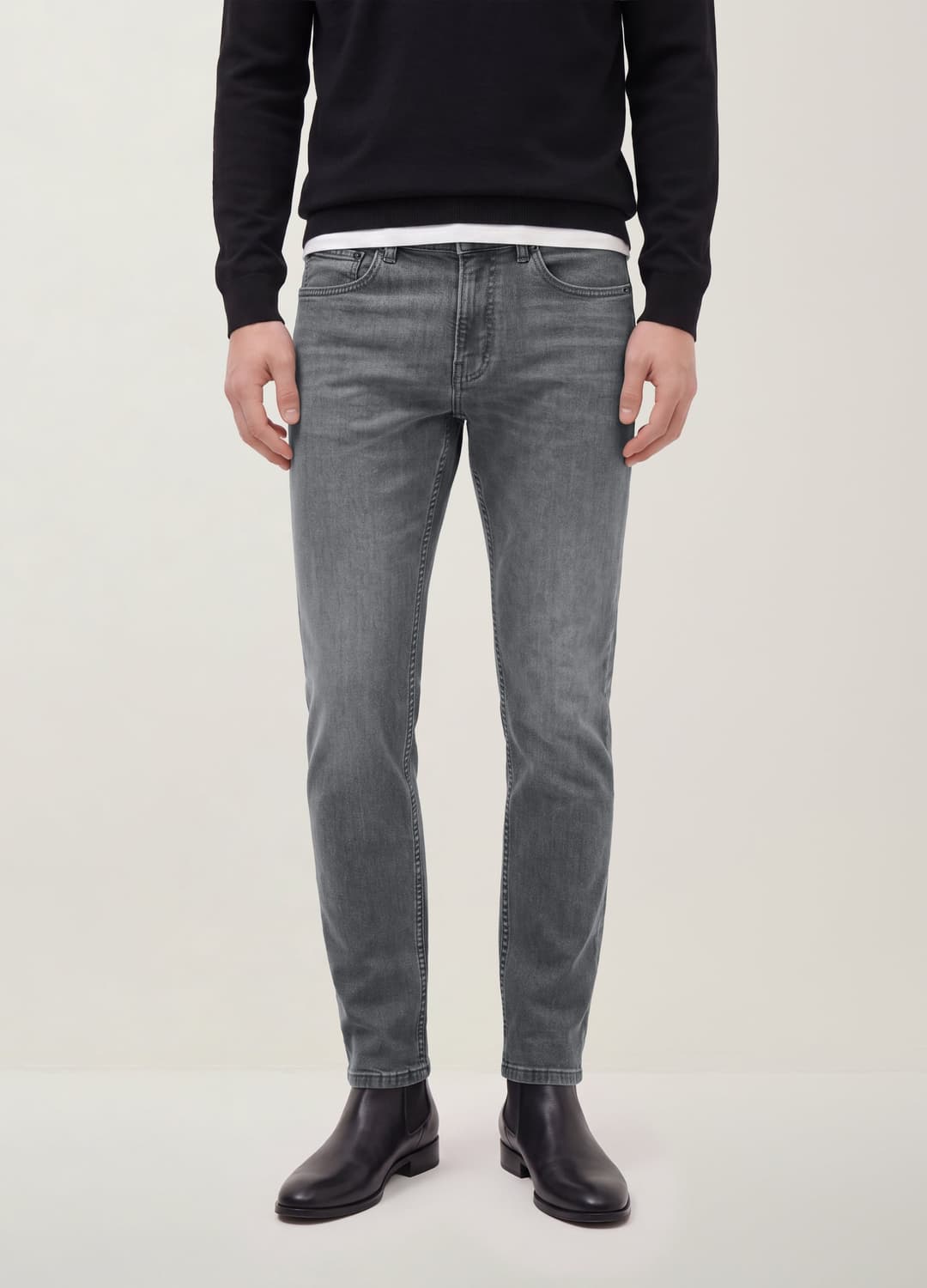 Graue Slim-fit-denim-jeans Aus Stretch-baumwolle | OVS Graue Slim-fit-denim-jeans Aus Stretch-baumwolle - 1 | OVS