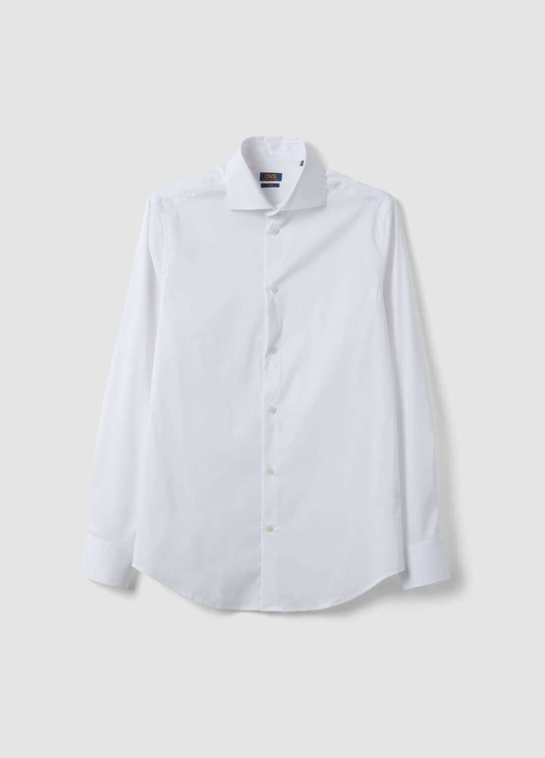 Camicia Bianca In Popeline Di Cotone Elasticizzato Con Collo Francese Slim Fit | OVS Camicia Bianca In Popeline Di Cotone Elasticizzato Con Collo Francese Slim Fit - 4 | OVS