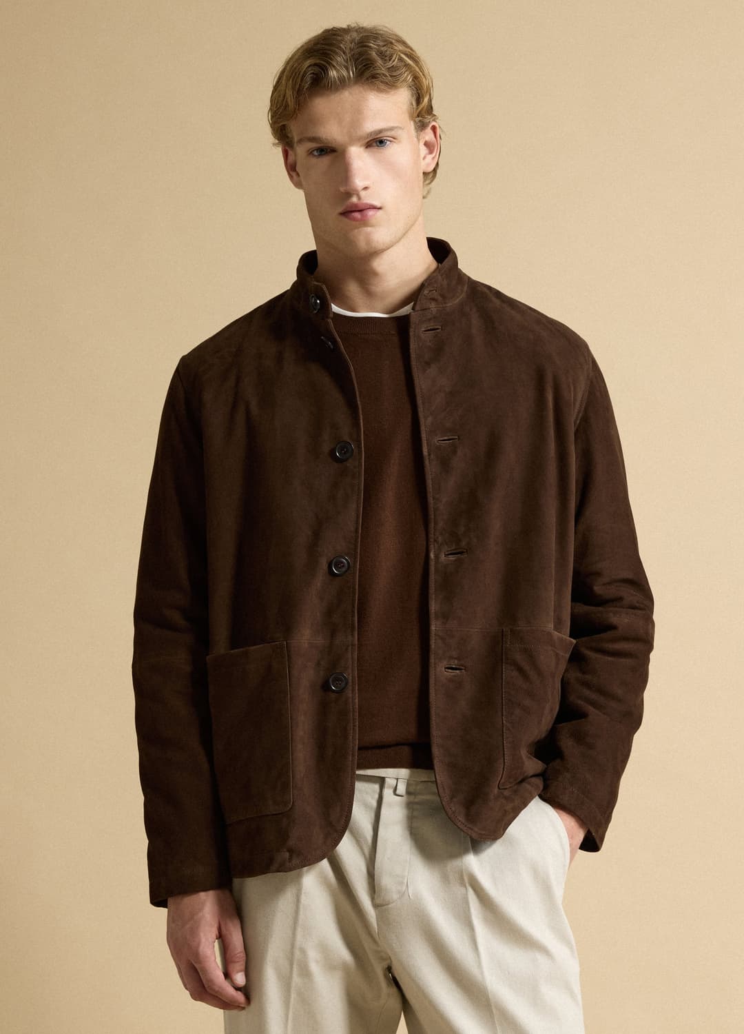 Shacket Marrone Imbottita In Vera Pelle Con Colletto Alto Regular Fit | OVS Shacket Marrone Imbottita In Vera Pelle Con Colletto Alto Regular Fit - 2 | OVS