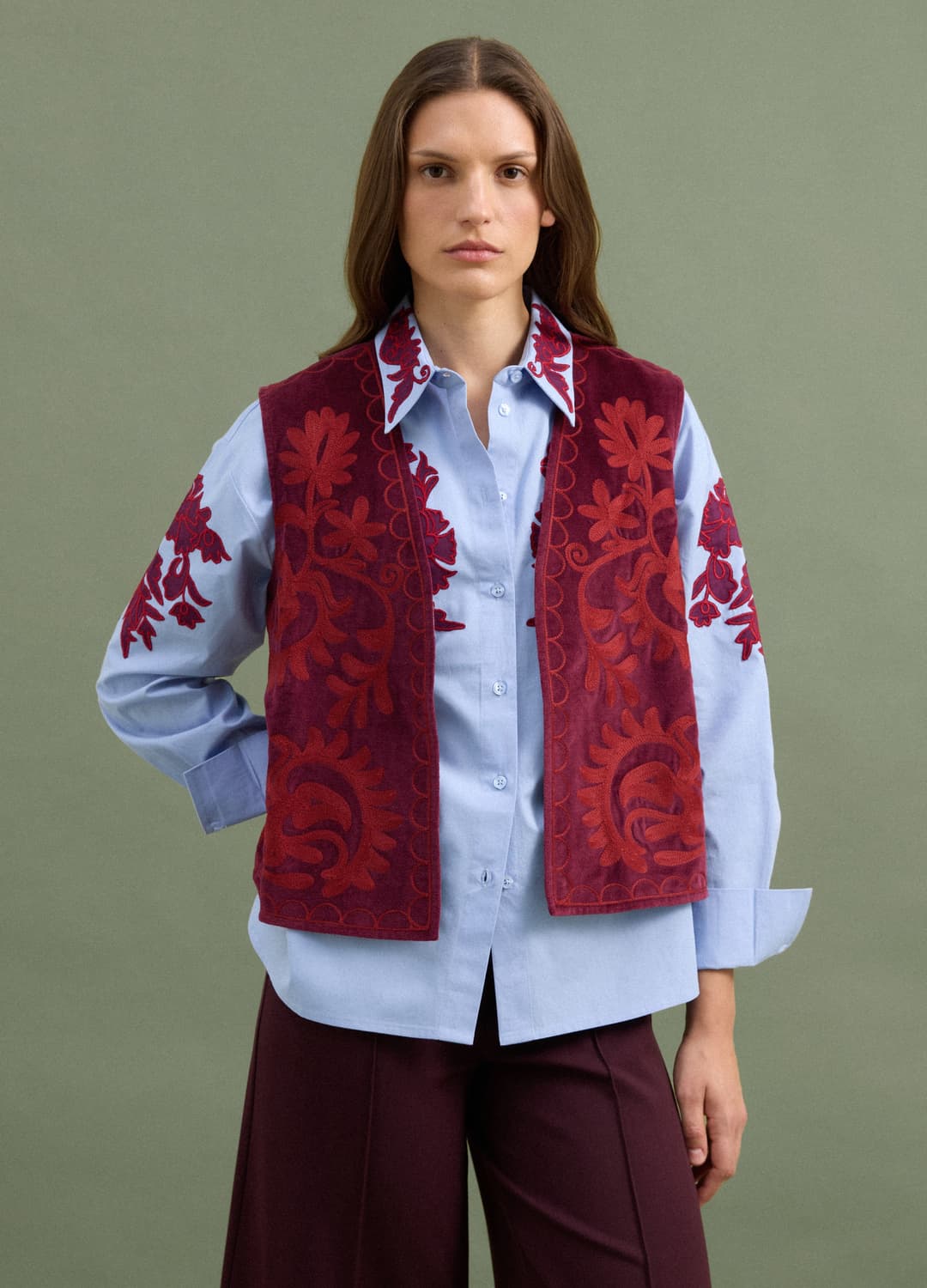 Gilet Rosso In Puro Cotone Con Ricami Floreali | OVS Gilet Rosso In Puro Cotone Con Ricami Floreali - 2 | OVS