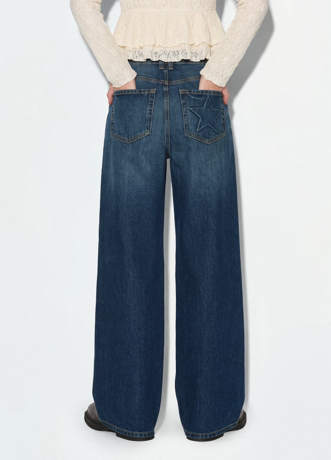 Blaue Denim-jeans Aus Reiner Baumwolle Mit Super-wide-leg | OVS Blaue Denim-jeans Aus Reiner Baumwolle Mit Super-wide-leg - 2 | OVS
