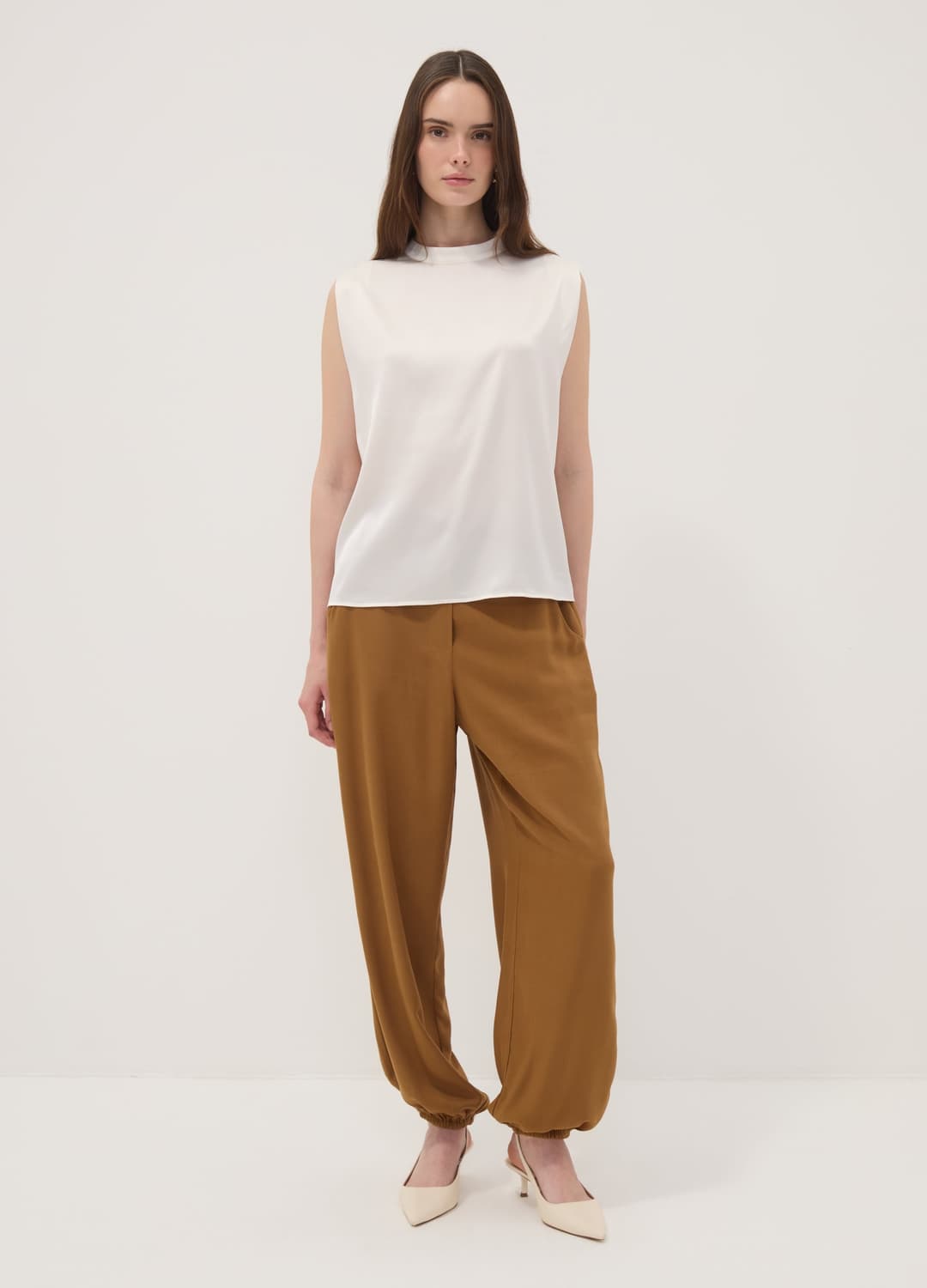 Braune Hose Aus Reiner Viskose Mit Elastischem Saum | OVS Braune Hose Aus Reiner Viskose Mit Elastischem Saum - 7 | OVS