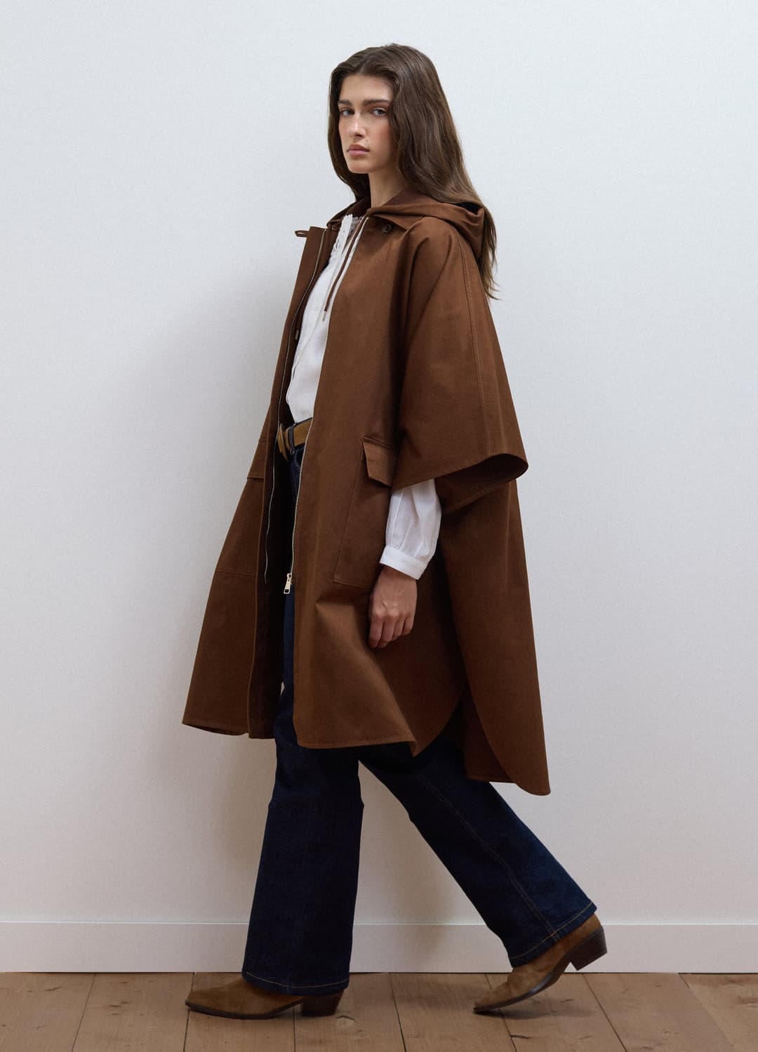 Brauner Cape Aus Reiner Baumwolle Mit Kapuze Und Oversized-passform | OVS Brauner Cape Aus Reiner Baumwolle Mit Kapuze Und Oversized-passform - 0 | OVS