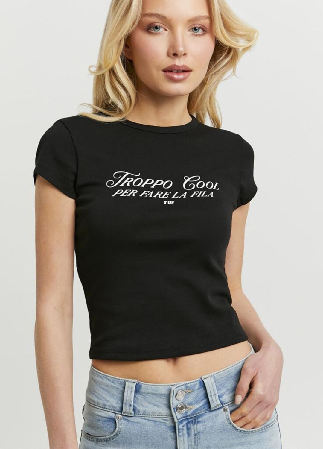 Trendyol T-Shirt Donna Girocollo In Cotone Riciclato – Collezione Più Sostenibile, Taglio Standard, Nero/Viola