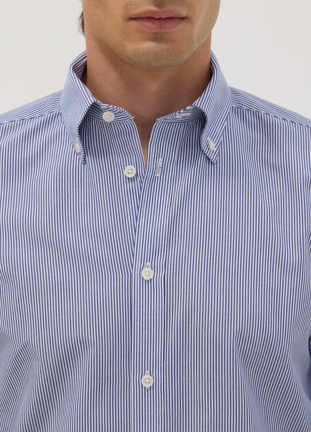 Camicia Blu A Righe In Misto Cotone Button Down Easy Iron Slim Fit | OVS Camicia Blu A Righe In Misto Cotone Button Down Easy Iron Slim Fit - 1 | OVS
