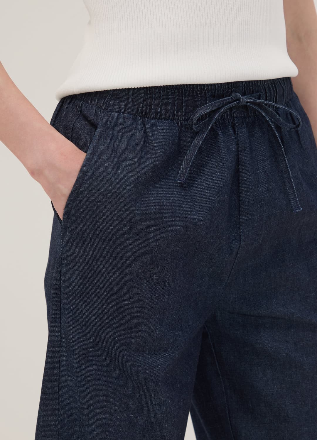 Blaue Wide-leg-jeanshose Aus Reiner Baumwolle Mit Tunnelzug | OVS Blaue Wide-leg-jeanshose Aus Reiner Baumwolle Mit Tunnelzug - 3 | OVS