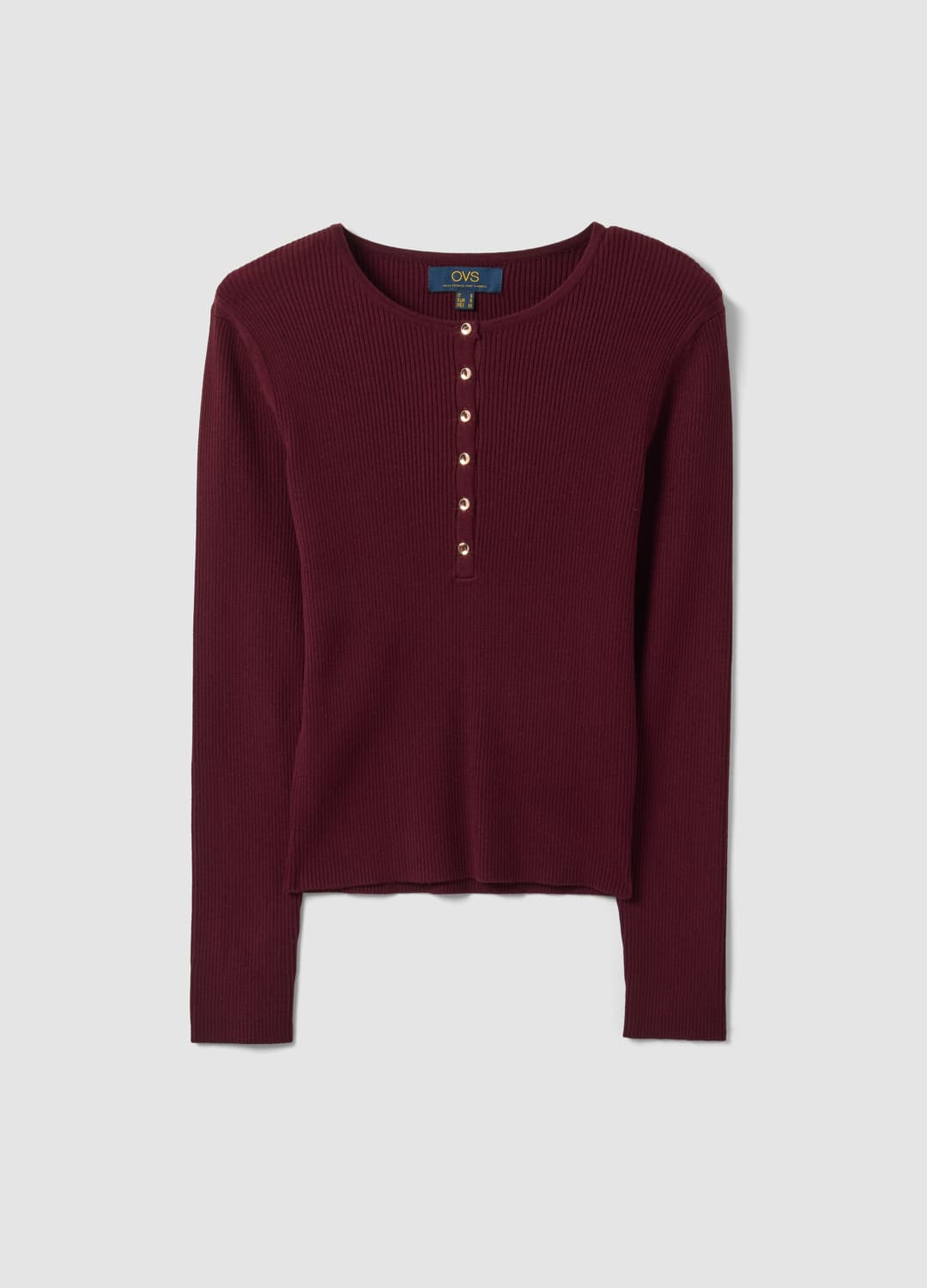 Maglia Rossa In Misto Viscosa A Costine Con Bottoni Fitted | OVS Maglia Rossa In Misto Viscosa A Costine Con Bottoni Fitted - 4 | OVS