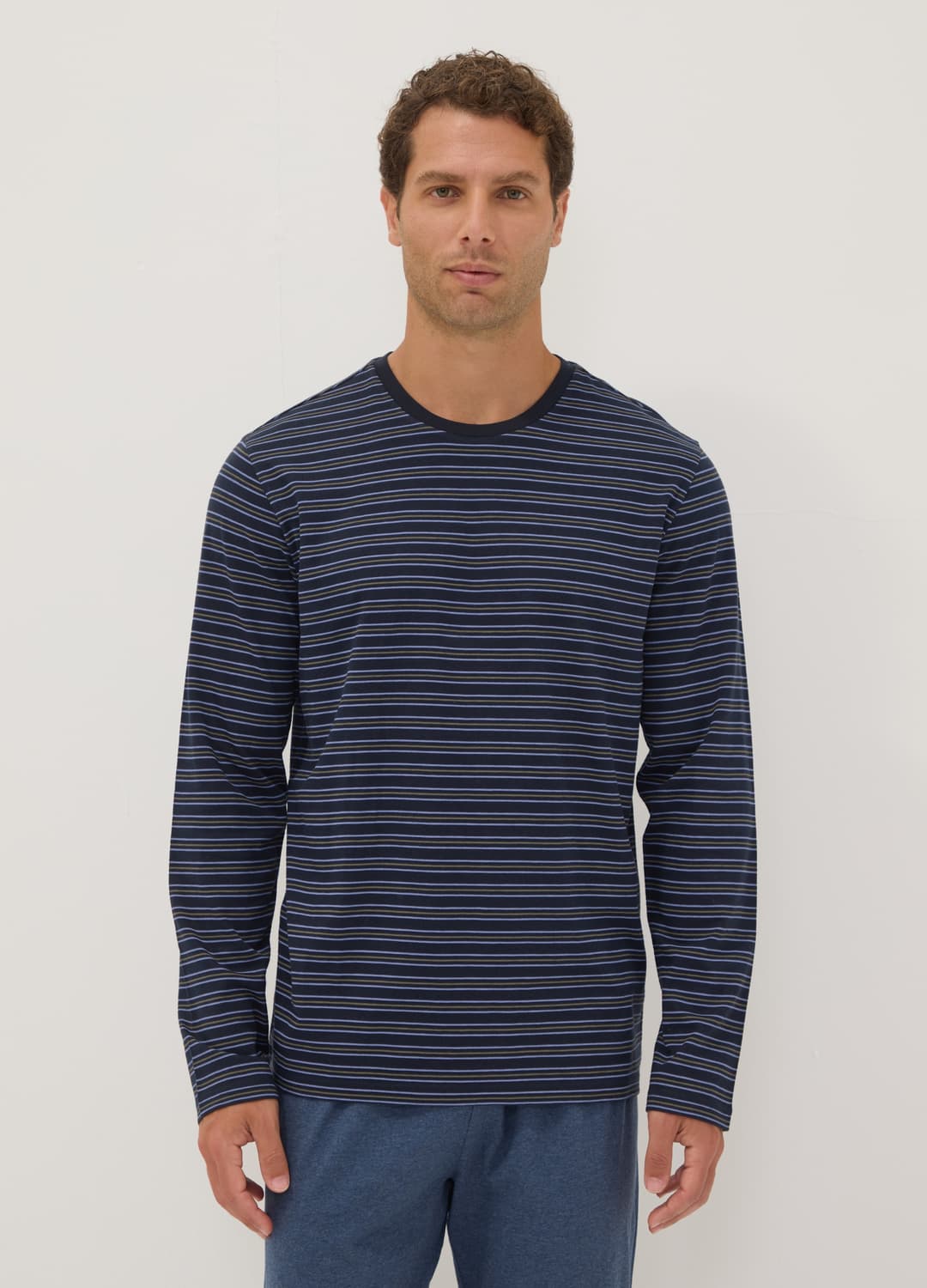 Pigiama Blu Navy In Puro Cotone Organico A Righe Con Girocollo | OVS Pigiama Blu Navy In Puro Cotone Organico A Righe Con Girocollo - 1 | OVS