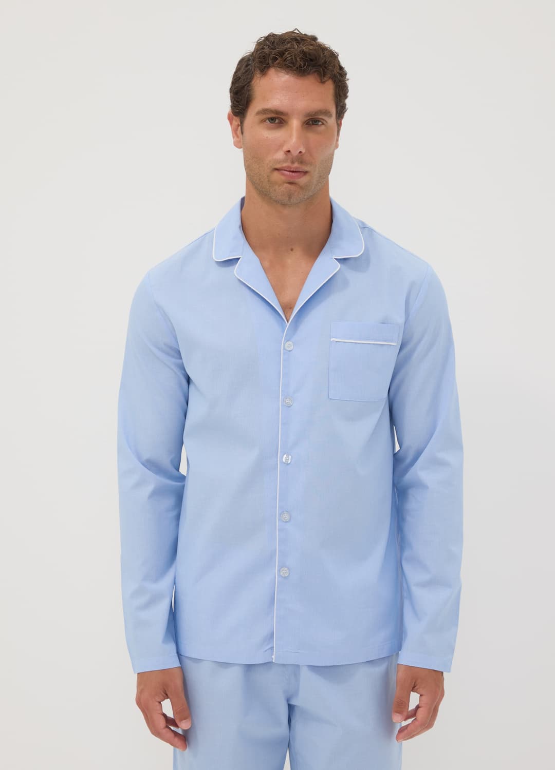 Pigiama Azzurro In Cotone Organico Con Colletto | OVS Pigiama Azzurro In Cotone Organico Con Colletto - 1 | OVS