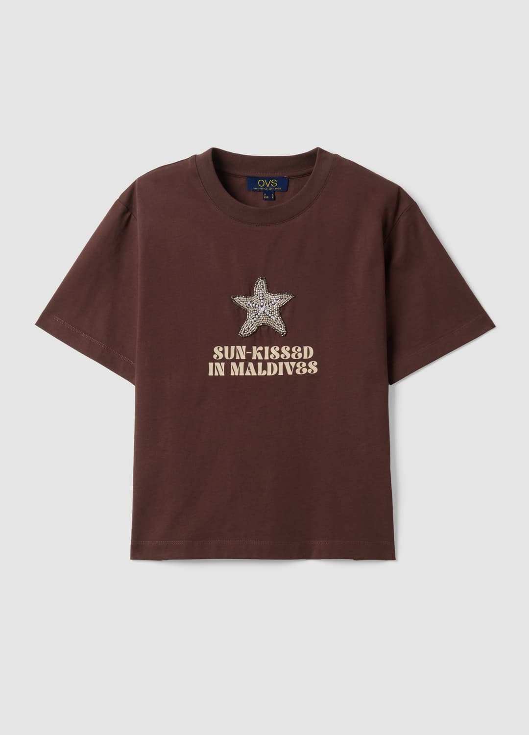 Braunes Kurzarm-t-shirt Aus Reiner Baumwolle | OVS Braunes Kurzarm-t-shirt Aus Reiner Baumwolle - 4 | OVS