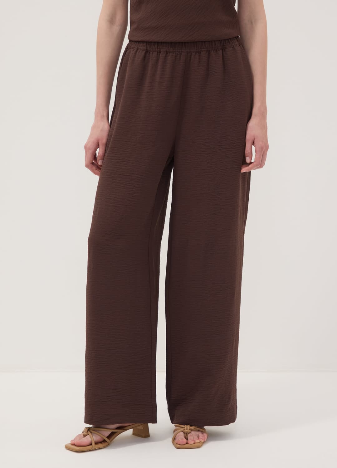 Pantaloni Marroni Wide Leg Con Vita Elasticizzata | OVS Pantaloni Marroni Wide Leg Con Vita Elasticizzata - 1 | OVS