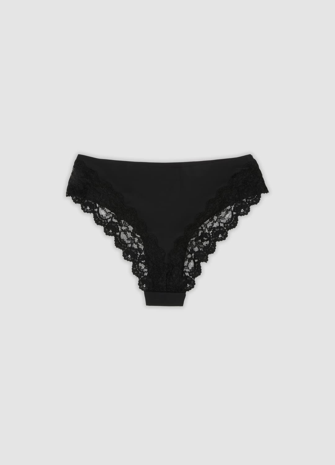 Slip Brasiliana Nero In Microfibra Elasticizzata Con Pizzo | OVS Slip Brasiliana Nero In Microfibra Elasticizzata Con Pizzo - 5 | OVS