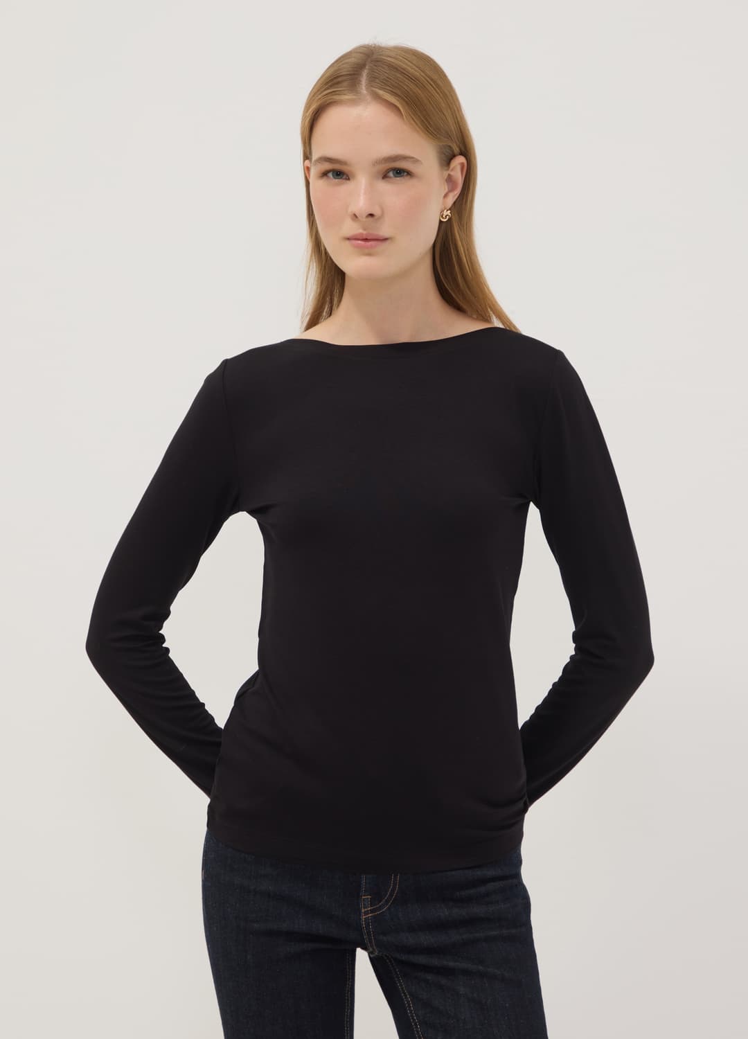 Schwarzes Slim-fit-t-shirt Aus Elastischer Viskose | OVS Schwarzes Slim-fit-t-shirt Aus Elastischer Viskose - 2 | OVS