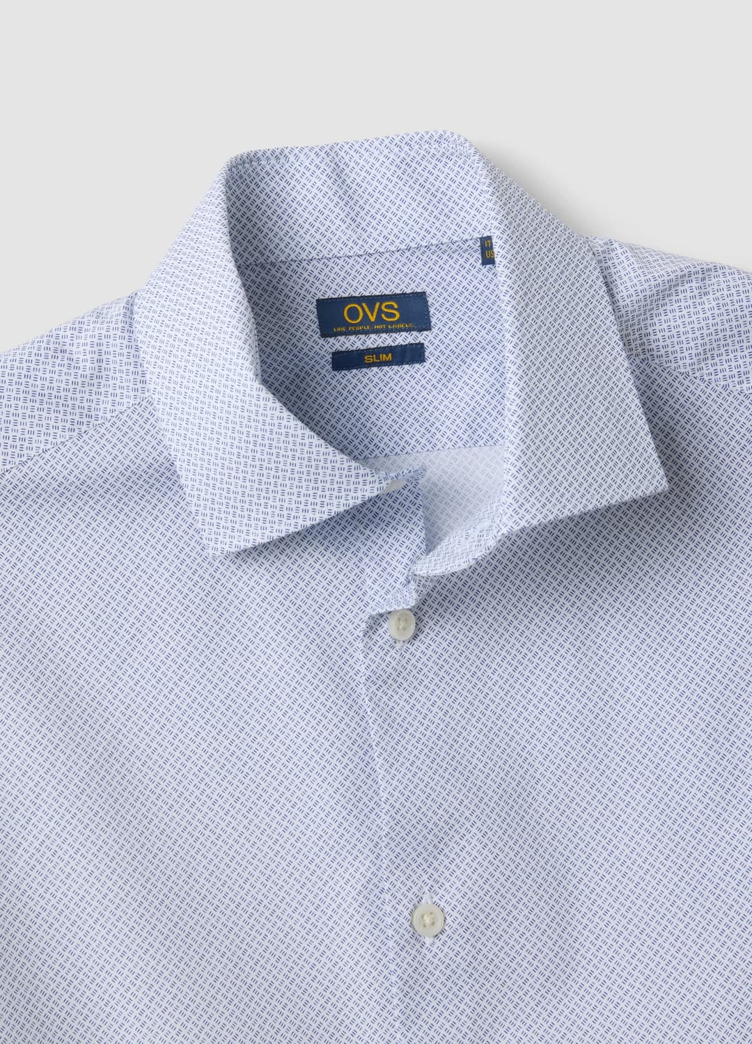 Camicia Azzurra In Popeline Di Cotone Elasticizzato Con Collo Francese | OVS Camicia Azzurra In Popeline Di Cotone Elasticizzato Con Collo Francese - 6 | OVS