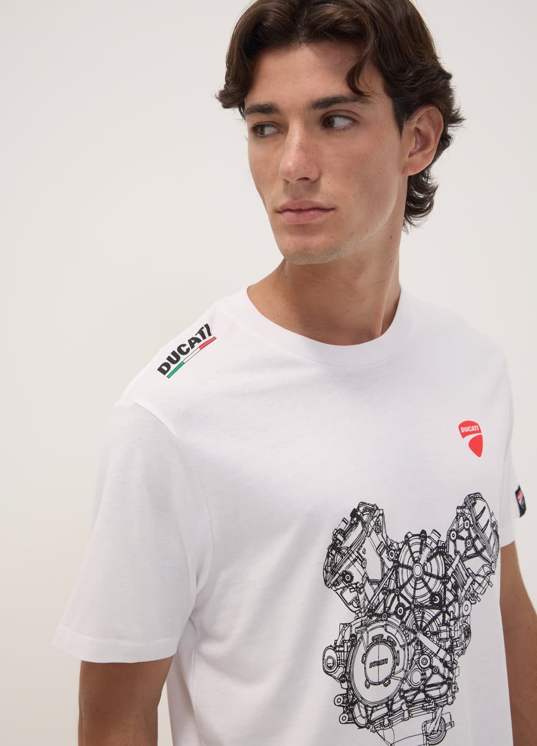 Weißes T-shirt Aus Reiner Baumwolle Mit Rundhalsausschnitt Und Ducati-print | OVS Weißes T-shirt Aus Reiner Baumwolle Mit Rundhalsausschnitt Und Ducati-print - 0 | OVS