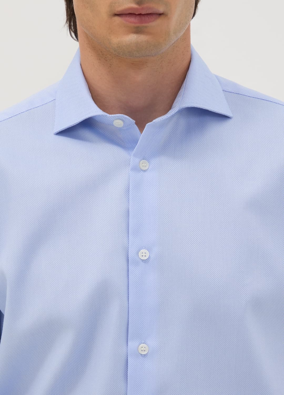Camicia Azzurra Slim Fit In Puro Cotone Con Colletto Francese No Iron | OVS Camicia Azzurra Slim Fit In Puro Cotone Con Colletto Francese No Iron - 1 | OVS