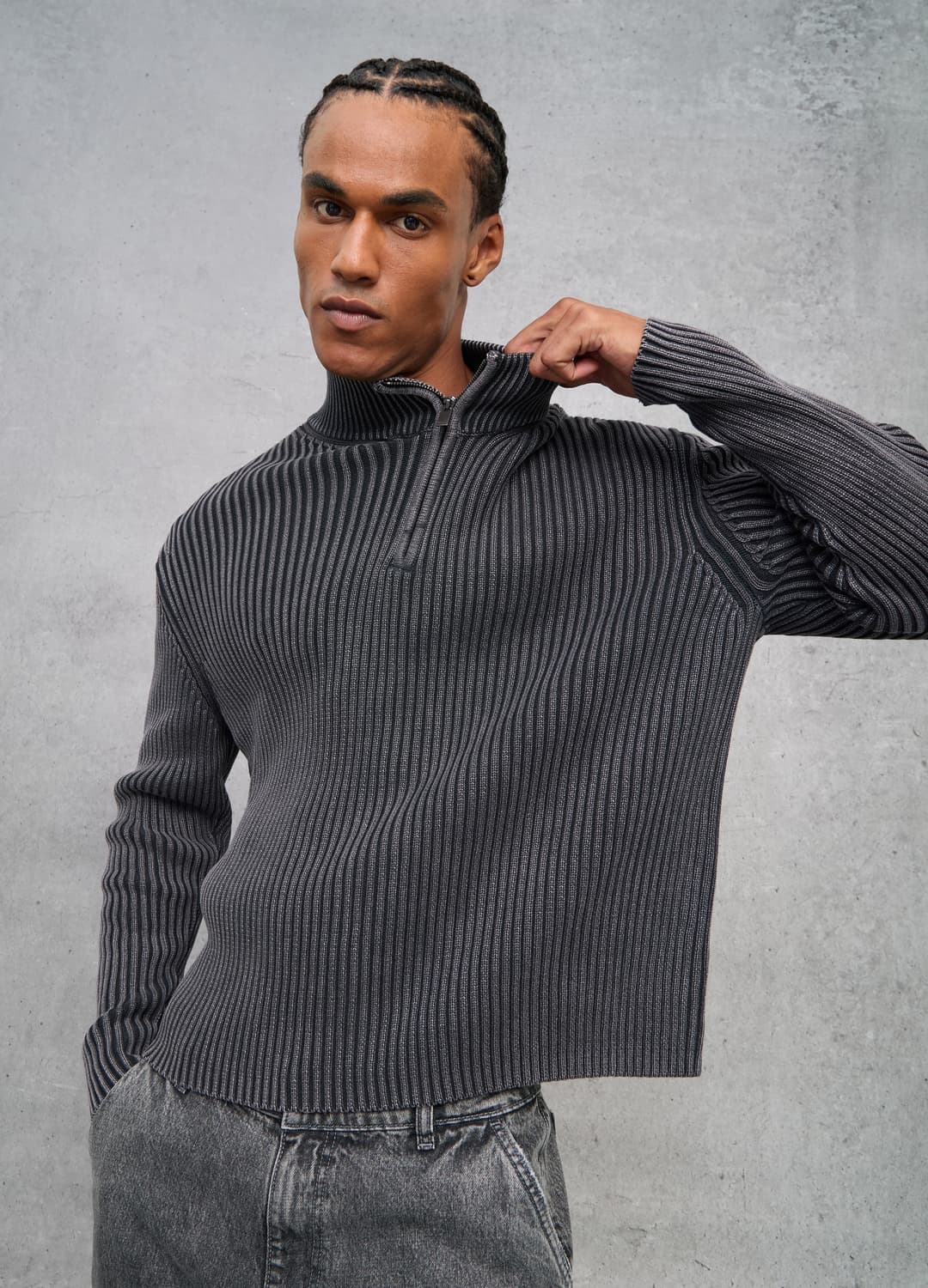 Half-zip Ribbed Knit Vintage Grey | OVS Half-zip Ribbed Knit Vintage Grey - 2 | OVS