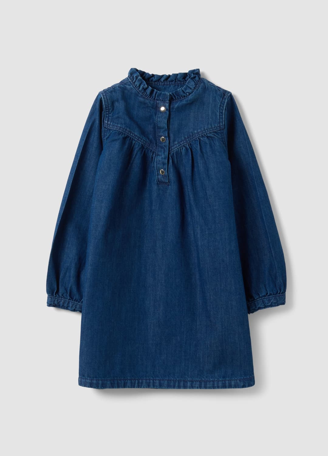 Abito Wide Blu In Puro Cotone Con Girocollo E Volant Per Bambina | OVS Abito Wide Blu In Puro Cotone Con Girocollo E Volant Per Bambina - 0 | OVS