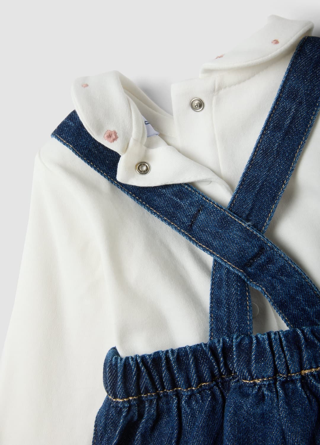 Completo Blu E Bianco In Misto Cotone E Viscosa Con Colletto Classico Per Neonata | OVS Completo Blu E Bianco In Misto Cotone E Viscosa Con Colletto Classico Per Neonata - 3 | OVS