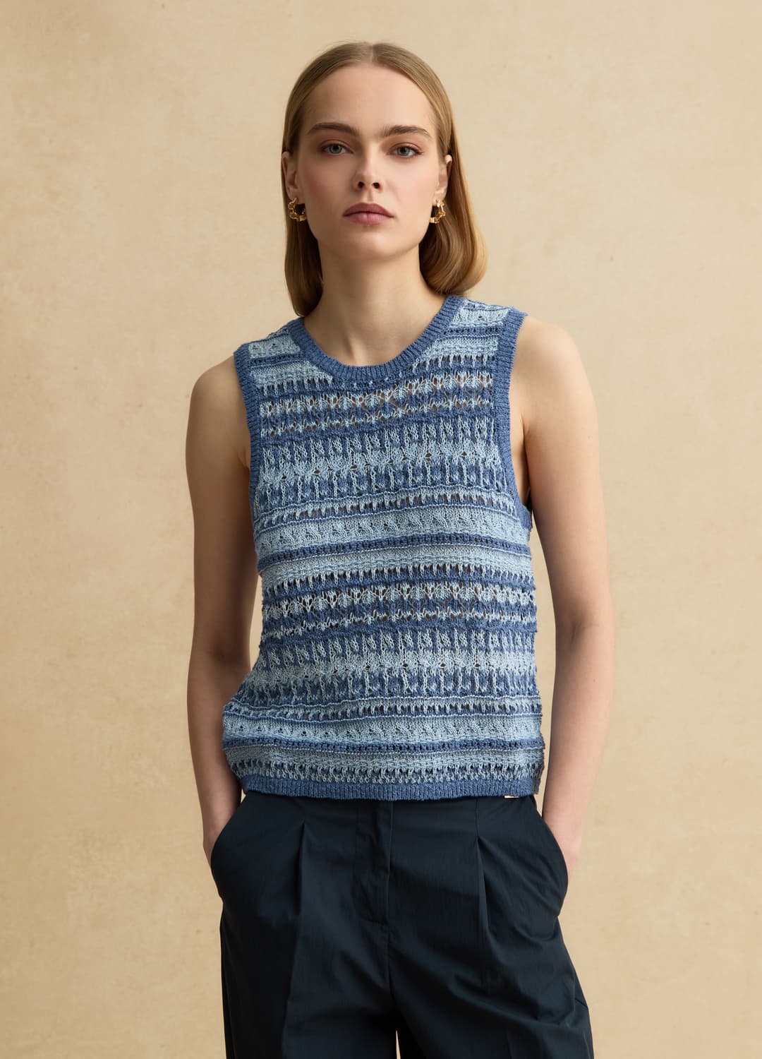 Regular Fit Tank-top Aus Mehrfarbigem Baumwoll-mix Mit Perforierter Textur | OVS Regular Fit Tank-top Aus Mehrfarbigem Baumwoll-mix Mit Perforierter Textur - 2 | OVS
