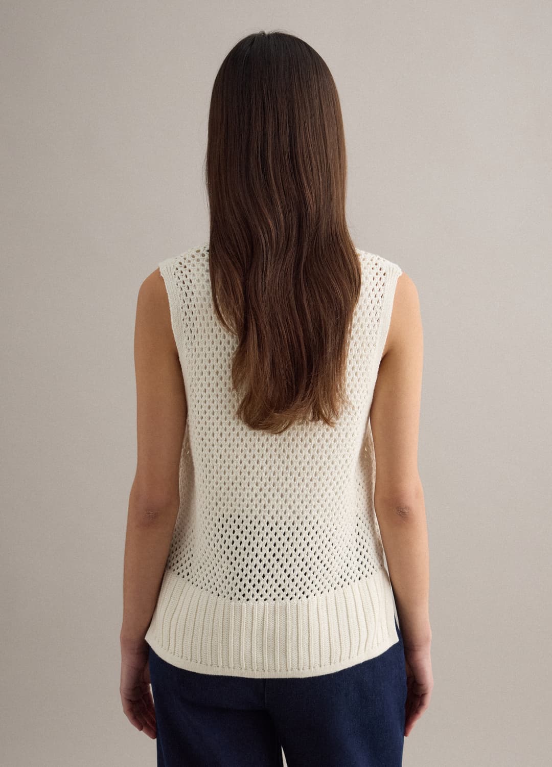 Weißes Tanktop Aus Reinem Baumwolle Mit Regulärer Passform Und Netzstruktur | OVS Weißes Tanktop Aus Reinem Baumwolle Mit Regulärer Passform Und Netzstruktur - 2 | OVS