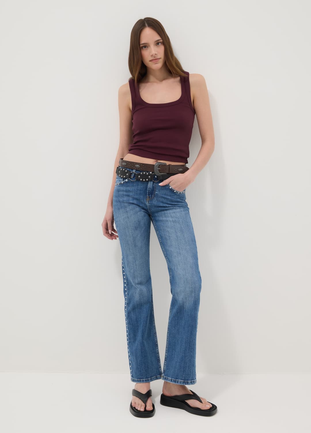Violettes Tanktop Aus Stretch-baumwolle In Fitted-passform | OVS Violettes Tanktop Aus Stretch-baumwolle In Fitted-passform - 1 | OVS
