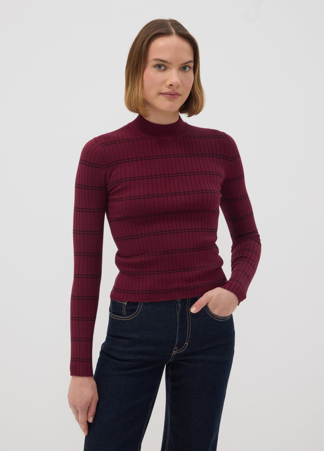 Maglia Marrone In Misto Viscosa Con Collo Rialzato Fitted | OVS Maglia Marrone In Misto Viscosa Con Collo Rialzato Fitted - 2 | OVS
