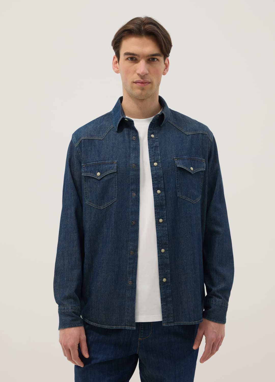Blaue Denim-hemd Aus Reinem Baumwollstoff Im Regular Fit Mit Taschen | OVS Blaue Denim-hemd Aus Reinem Baumwollstoff Im Regular Fit Mit Taschen - 1 | OVS