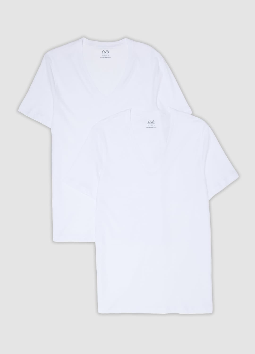 2er-pack Weiße T-shirts Aus Reiner Extrafeiner Baumwolle Mit Tiefem V-ausschnitt | OVS 2er-pack Weiße T-shirts Aus Reiner Extrafeiner Baumwolle Mit Tiefem V-ausschnitt - 4 | OVS
