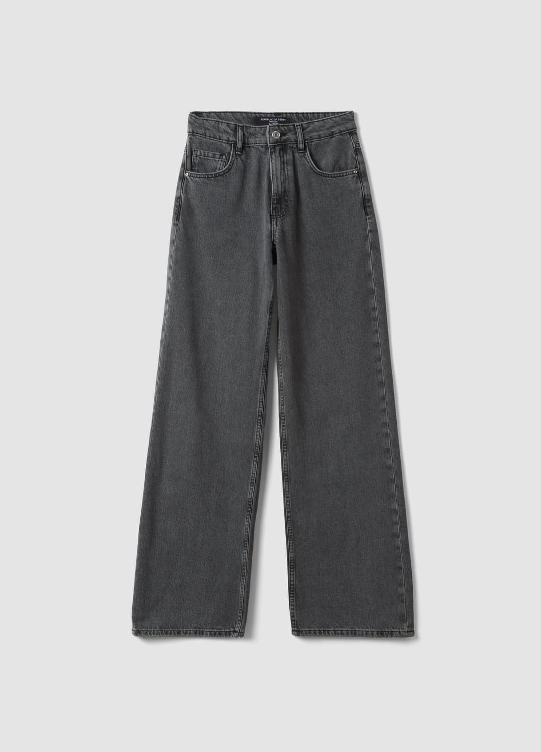 Graue Denim-jeans Aus Reiner Baumwolle Mit High Waist Und Wide Leg | OVS Graue Denim-jeans Aus Reiner Baumwolle Mit High Waist Und Wide Leg - 4 | OVS