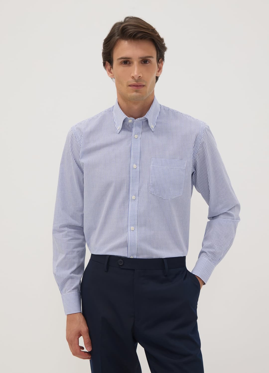 Camicia Azzurra In Misto Cotone A Quadretti Easi Iron Regular Fit | OVS Camicia Azzurra In Misto Cotone A Quadretti Easi Iron Regular Fit - 0 | OVS