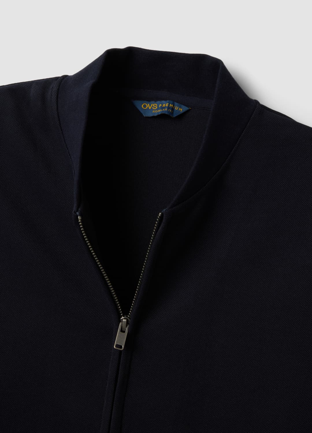 Felpa Full Zip Blu In Piquet Di Tessuto Elasticizzato Con Collo A Costine | OVS Felpa Full Zip Blu In Piquet Di Tessuto Elasticizzato Con Collo A Costine - 1 | OVS