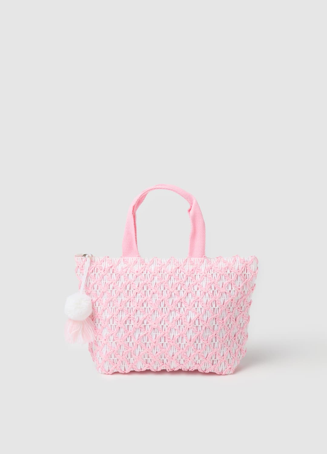Maxi Bag In Raffia Rosa E Bianco | OVS Maxi Bag In Raffia Rosa E Bianco - 0 | OVS
