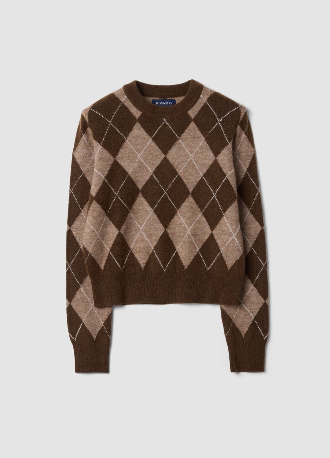 Brauner Crewneck-pullover Aus Elastischer Wolle Mit Rautenmuster | OVS Brauner Crewneck-pullover Aus Elastischer Wolle Mit Rautenmuster - 0 | OVS