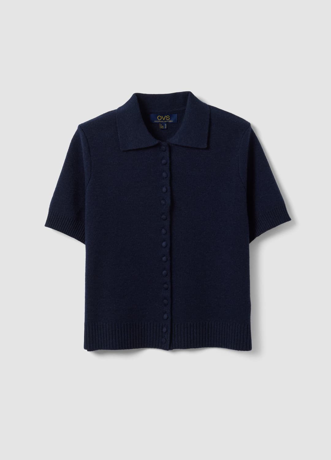 Cardigan Blu In Misto Lana Con Colletto Polo Regular Fit | OVS Cardigan Blu In Misto Lana Con Colletto Polo Regular Fit - 4 | OVS
