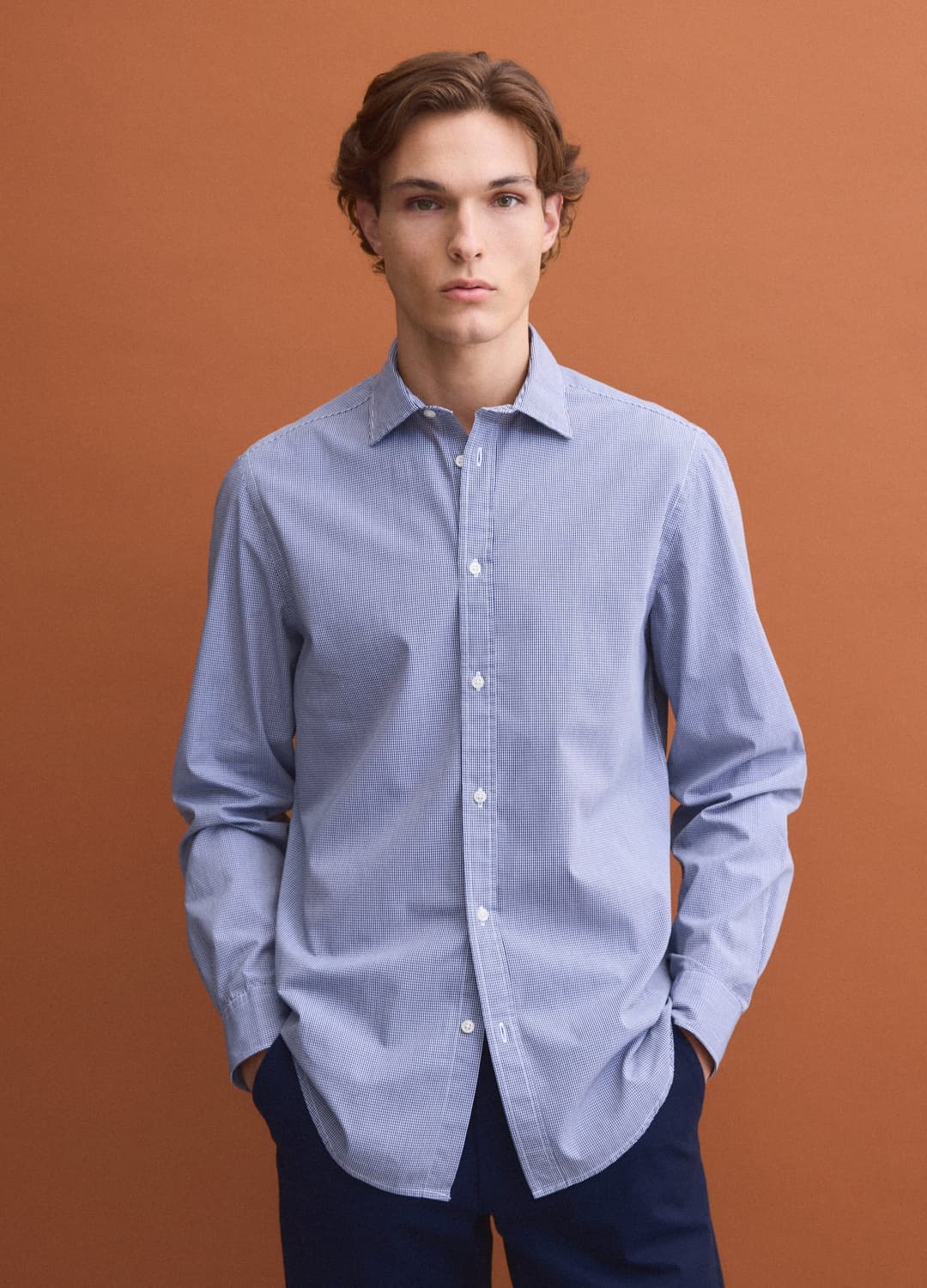 Camicia Azzurra In Popeline Di Puro Cotone A Quadri Regular Fit | OVS Camicia Azzurra In Popeline Di Puro Cotone A Quadri Regular Fit - 2 | OVS