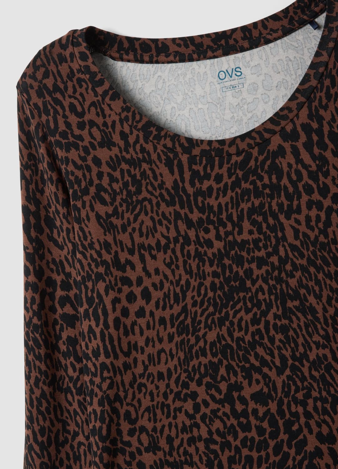 Braunes Slim-fit-t-shirt Aus Stretch-viskose Mit Animal-print | OVS Braunes Slim-fit-t-shirt Aus Stretch-viskose Mit Animal-print - 5 | OVS