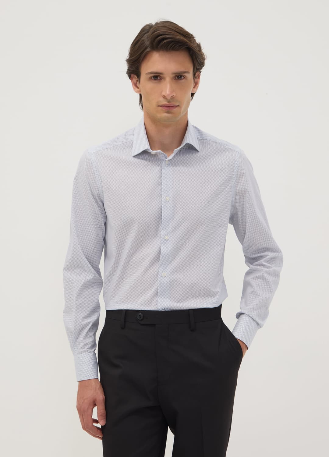 Camicia Azzurra In Popeline Di Cotone Elasticizzato Con Collo Francese | OVS Camicia Azzurra In Popeline Di Cotone Elasticizzato Con Collo Francese - 0 | OVS