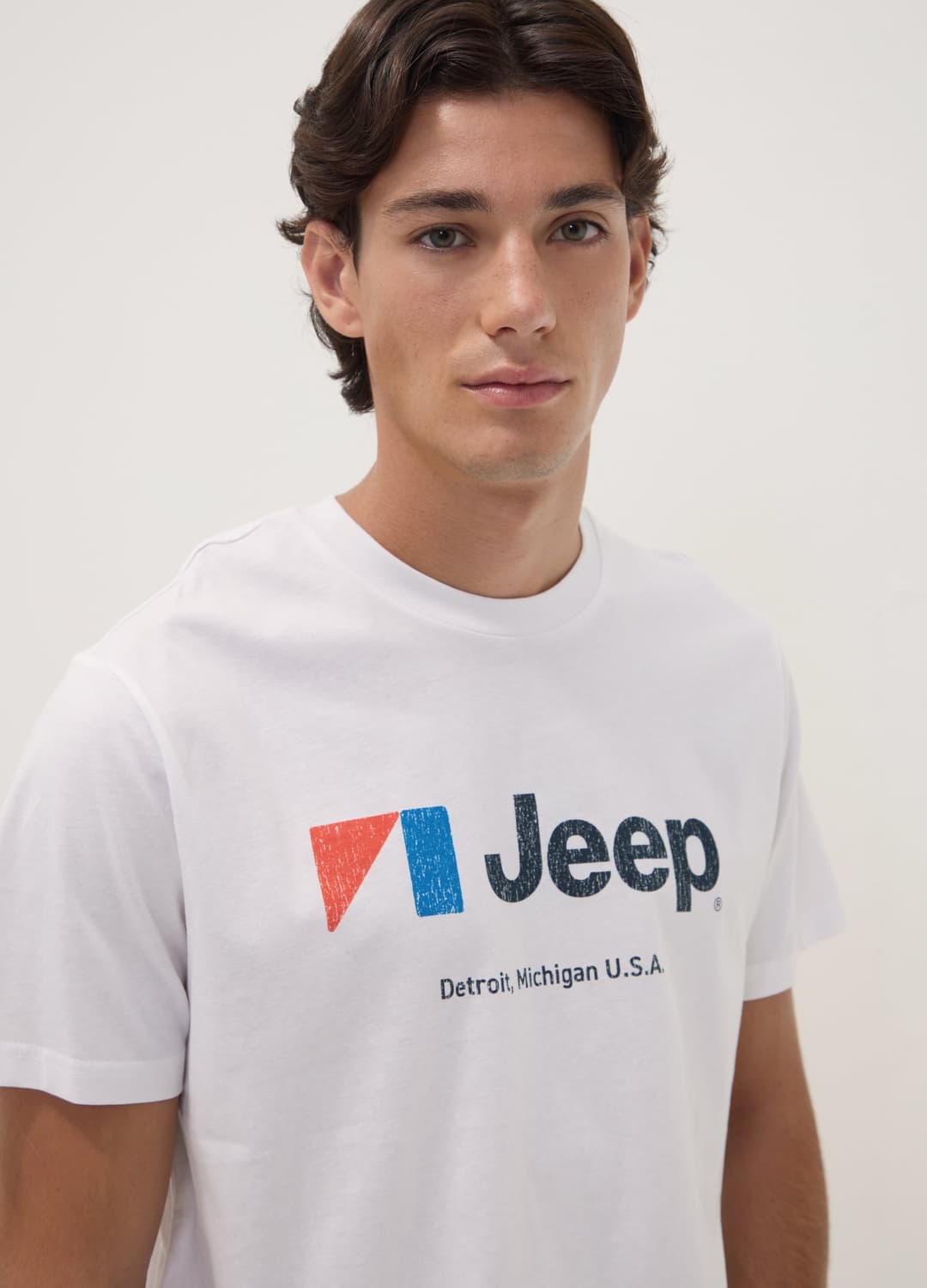 Weißes Rundhals-t-shirt Aus Reiner Baumwolle Mit Jeep-print | OVS Weißes Rundhals-t-shirt Aus Reiner Baumwolle Mit Jeep-print - 2 | OVS