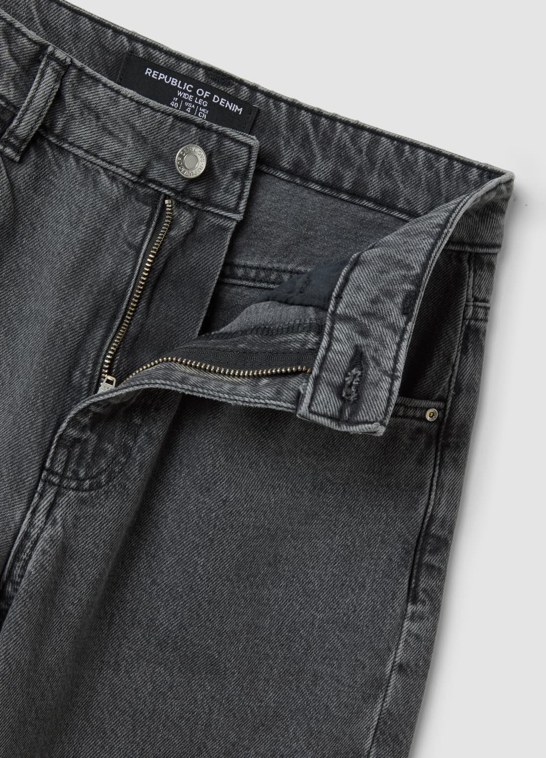 Graue Denim-jeans Aus Reiner Baumwolle Mit High Waist Und Wide Leg | OVS Graue Denim-jeans Aus Reiner Baumwolle Mit High Waist Und Wide Leg - 5 | OVS