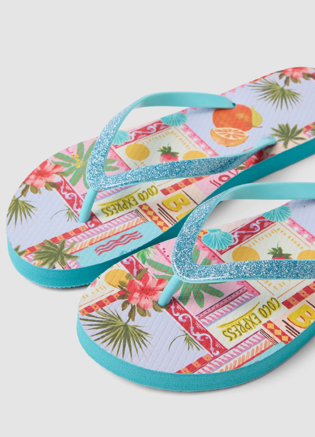 Infradito Azzurre Multicolor Con Stampa Tropicale | OVS Infradito Azzurre Multicolor Con Stampa Tropicale - 1 | OVS