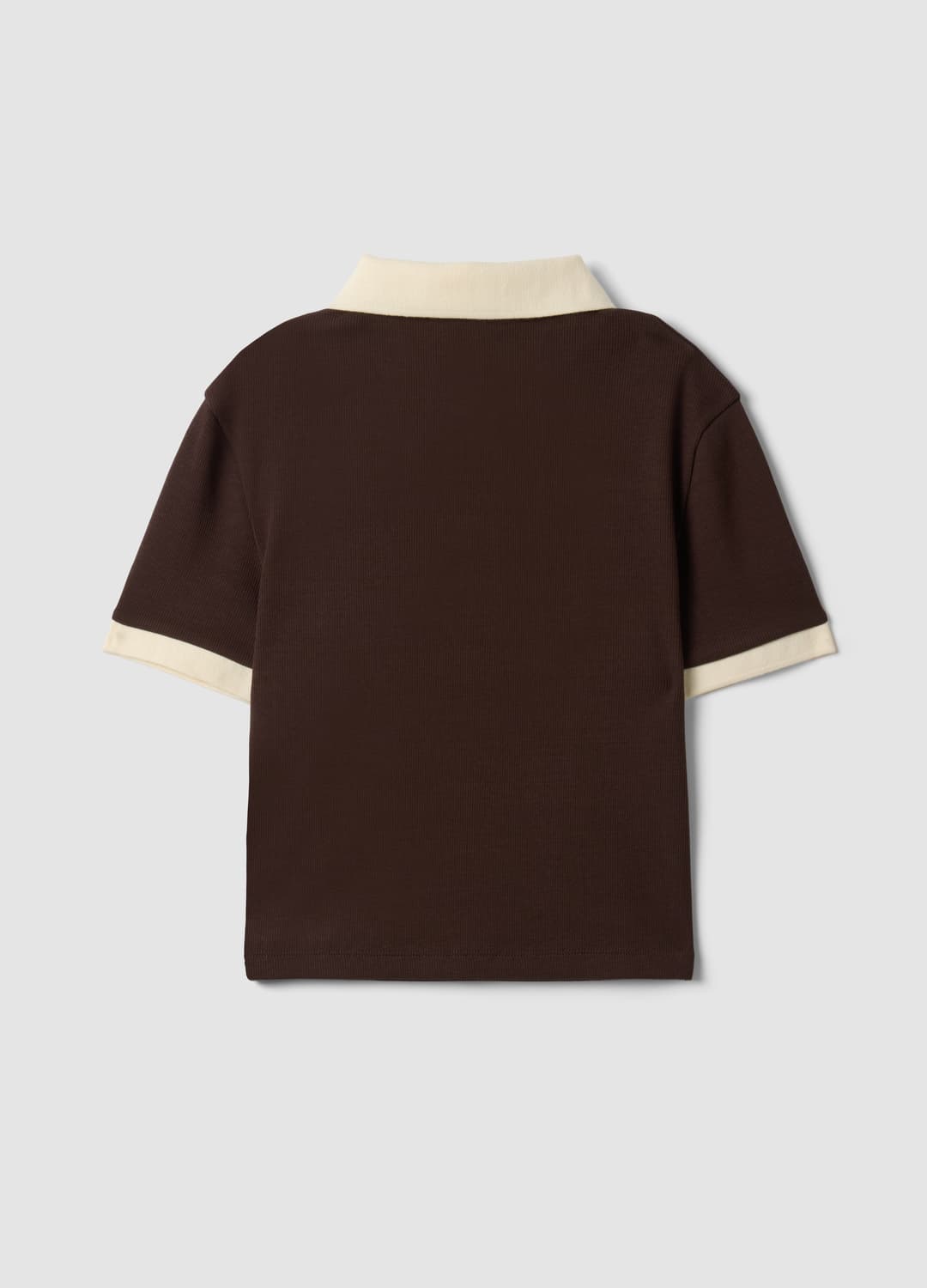 Braunes Crop-poloshirt Aus Stretch-baumwolle Mit Print | OVS Braunes Crop-poloshirt Aus Stretch-baumwolle Mit Print - 6 | OVS