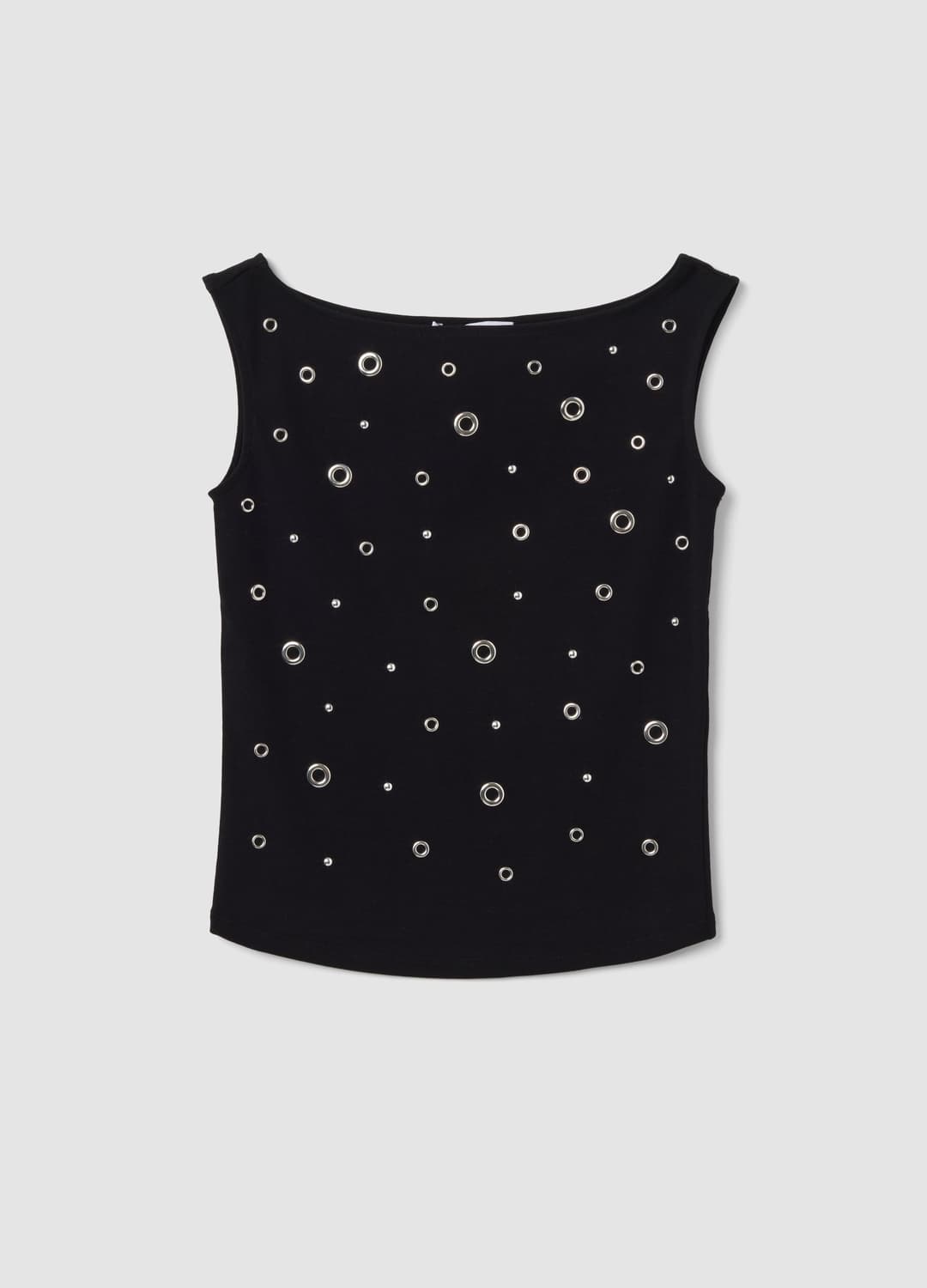 Top Nero In Cotone Elasticizzato Con Occhielli Metallici Regular Fit | OVS Top Nero In Cotone Elasticizzato Con Occhielli Metallici Regular Fit - 4 | OVS