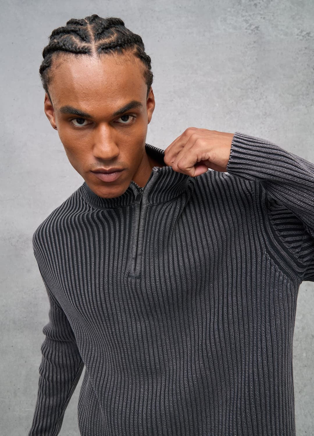 Half-zip Ribbed Knit Vintage Grey | OVS Half-zip Ribbed Knit Vintage Grey - 3 | OVS