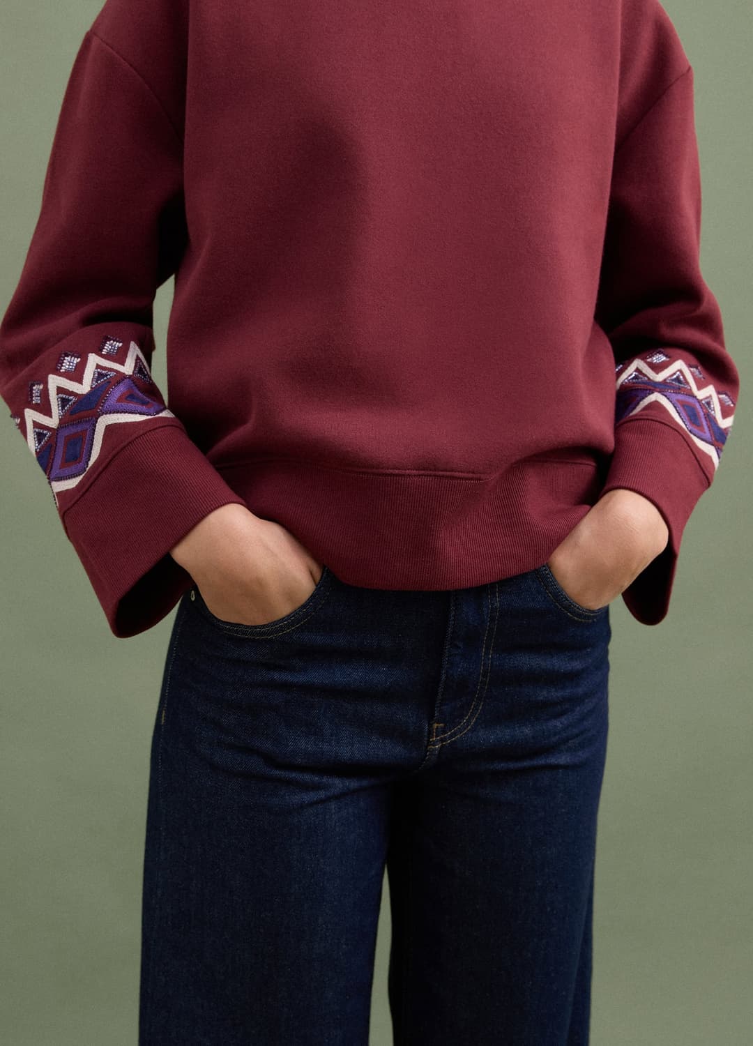 Felpa Rossa In Misto Cotone Con Fantasia Regular Fit | OVS Felpa Rossa In Misto Cotone Con Fantasia Regular Fit - 3 | OVS