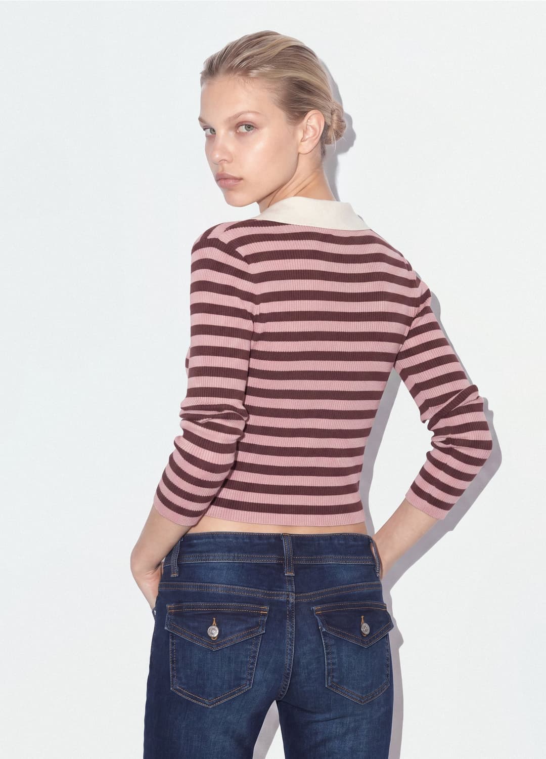 Mehrfarbig Gestreifter Strickpullover Aus Viskosemix Mit Polokragen | OVS Mehrfarbig Gestreifter Strickpullover Aus Viskosemix Mit Polokragen - 9 | OVS