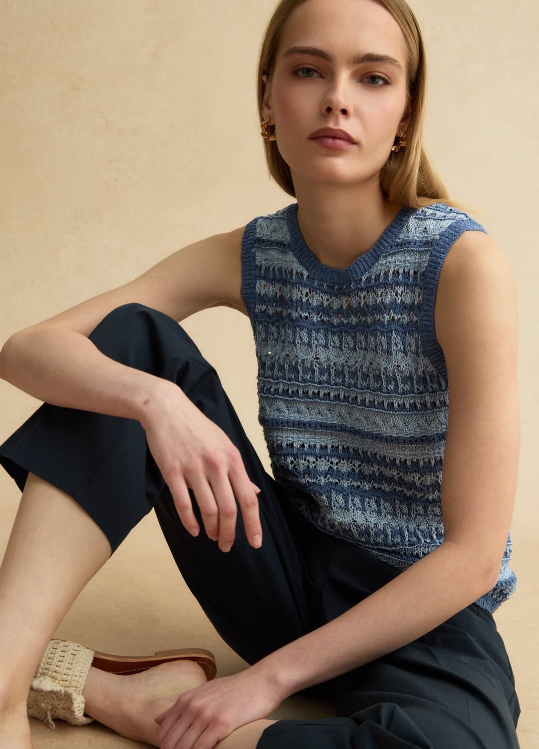 Regular Fit Tank-top Aus Mehrfarbigem Baumwoll-mix Mit Perforierter Textur | OVS Regular Fit Tank-top Aus Mehrfarbigem Baumwoll-mix Mit Perforierter Textur - 0 | OVS